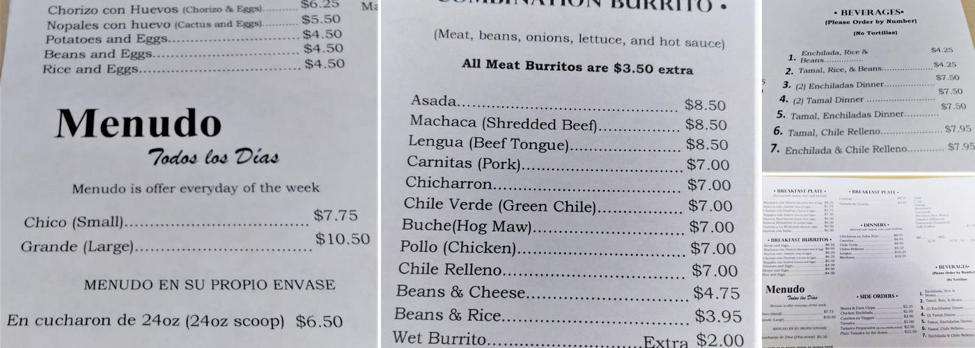 Chema's Place Menu