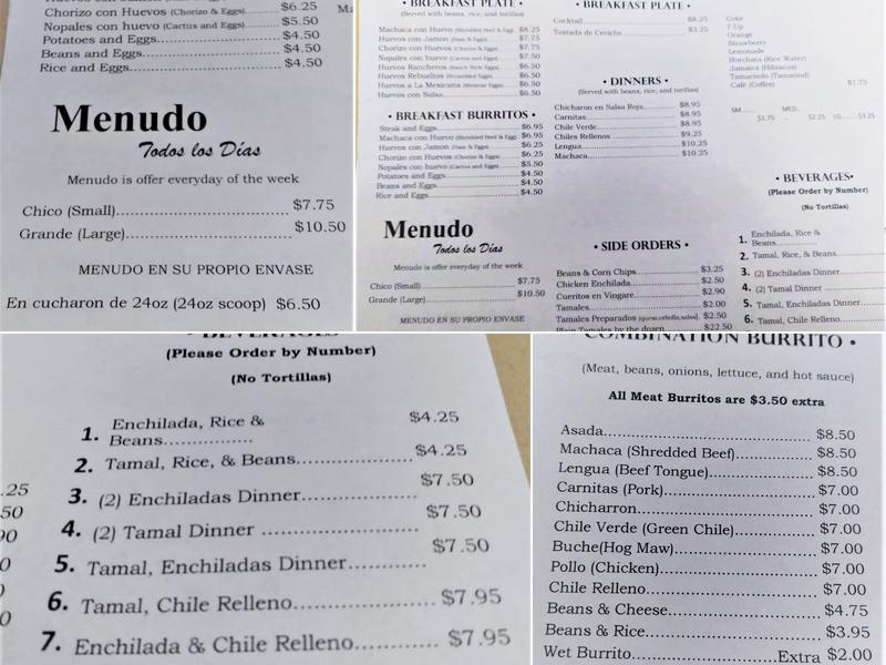 Chema's Place Menu