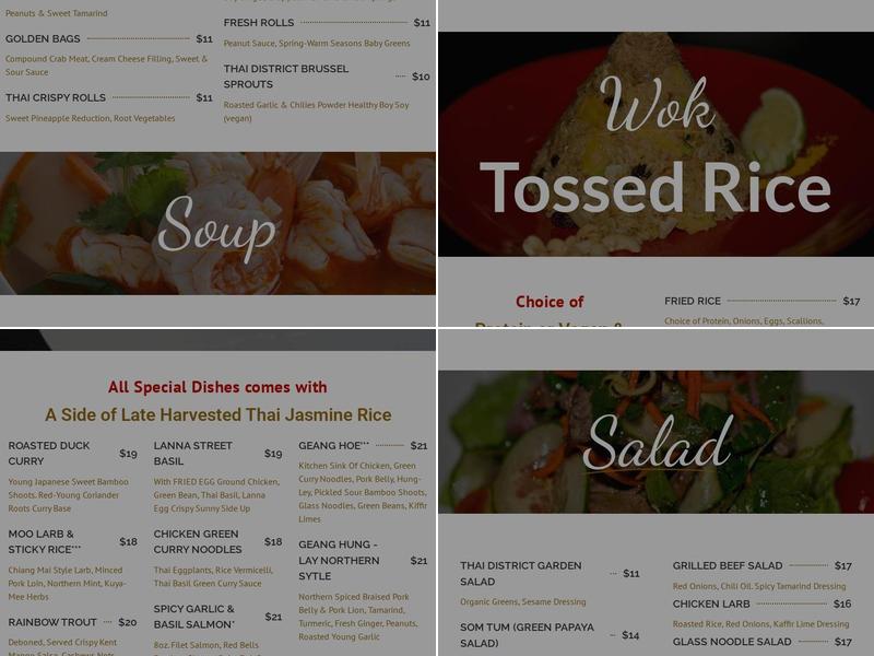 Thai District Menu