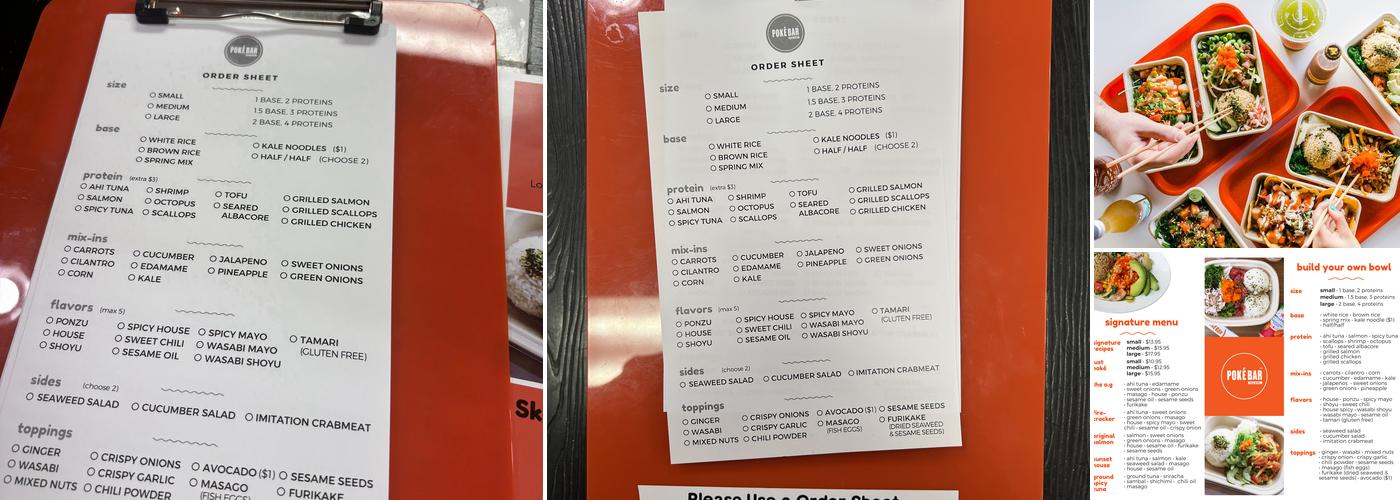 Poke Bar Long beach Menu