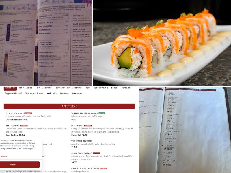 Tokyo Wako Long Beach Menu
