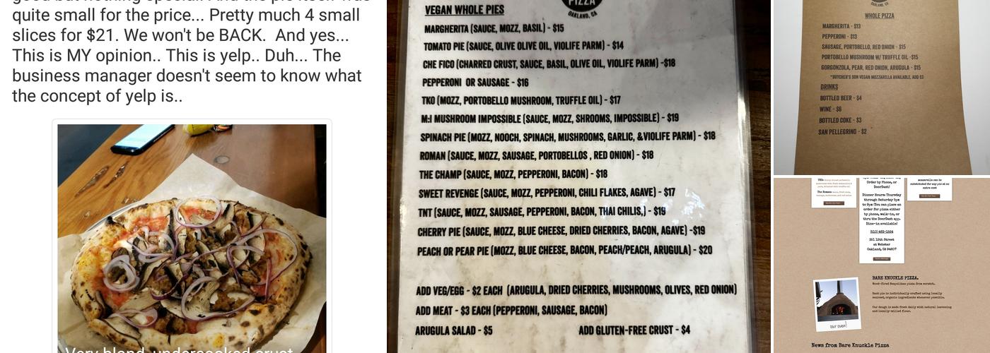 Bare Knuckle Pizza Menu