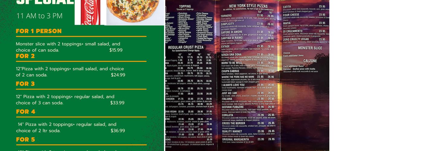 Amazona's Pizza Menu