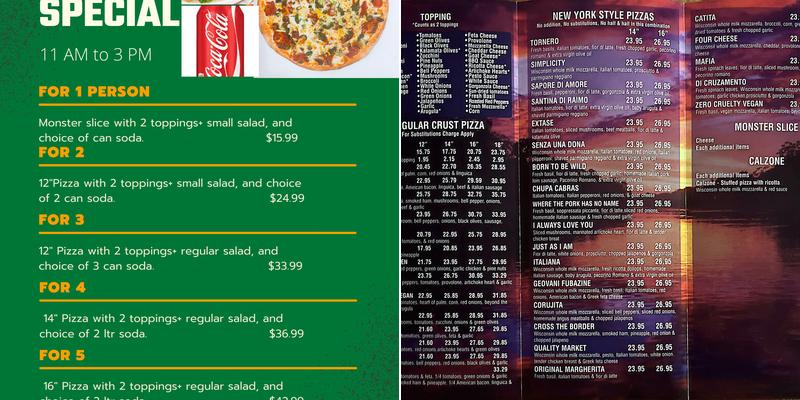 Amazona's Pizza Menu