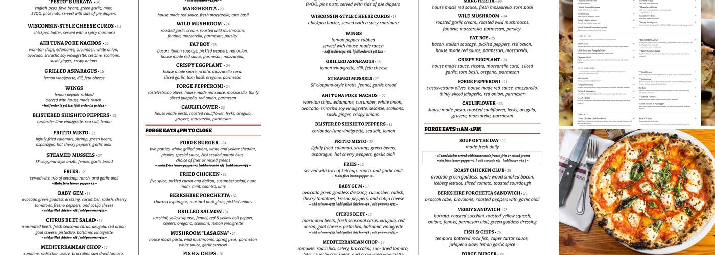 Forge Pizza Menu