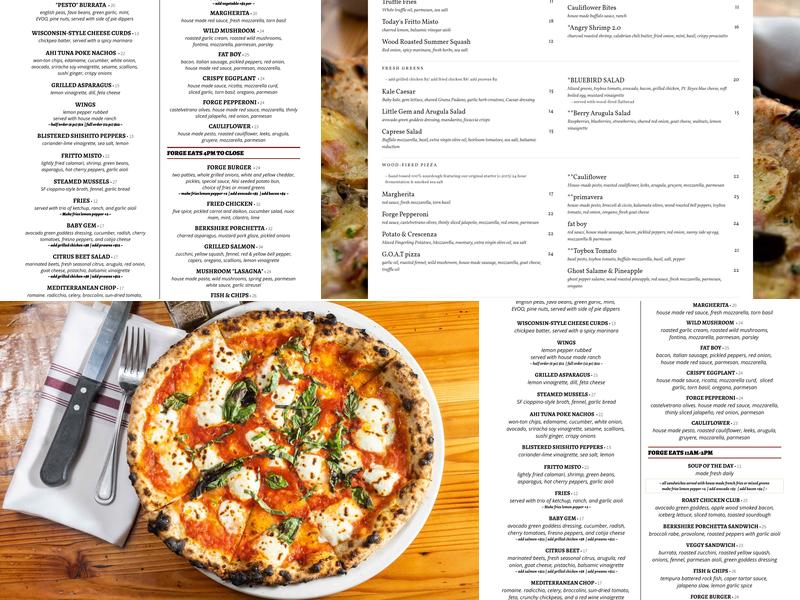 Forge Pizza Menu