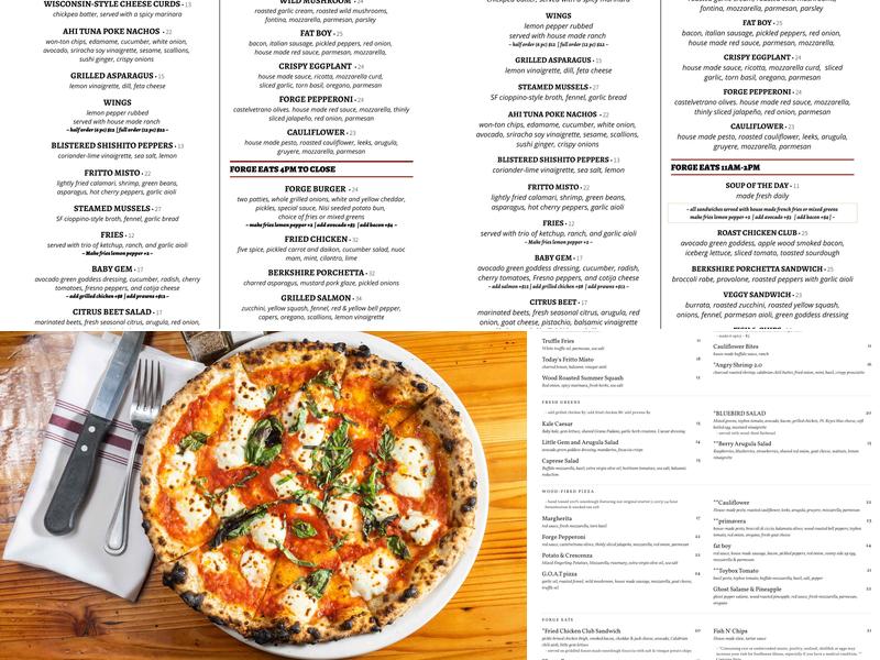 Forge Pizza Menu
