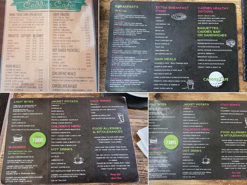 Caddies Cafe Menu