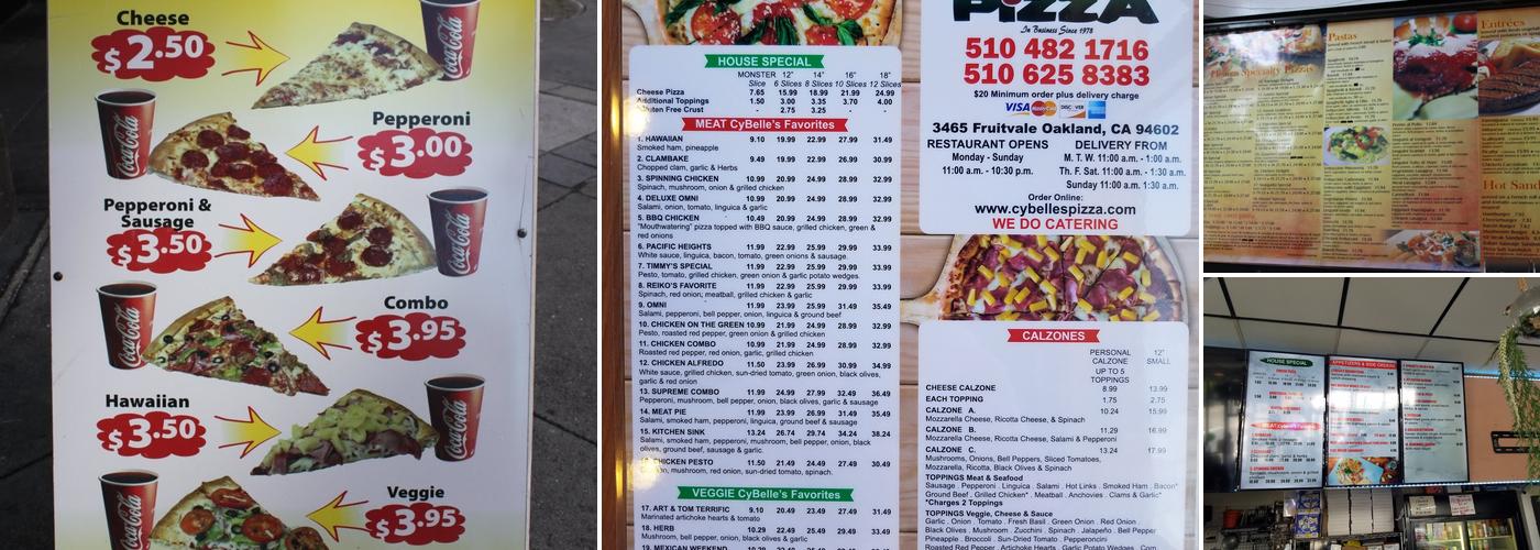 Cybelle's Pizza Menu