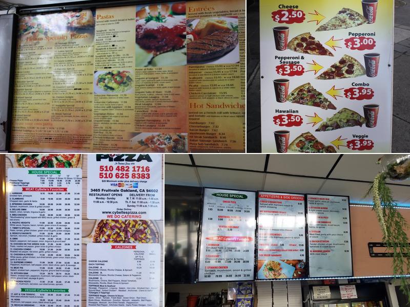 Cybelle's Pizza Menu