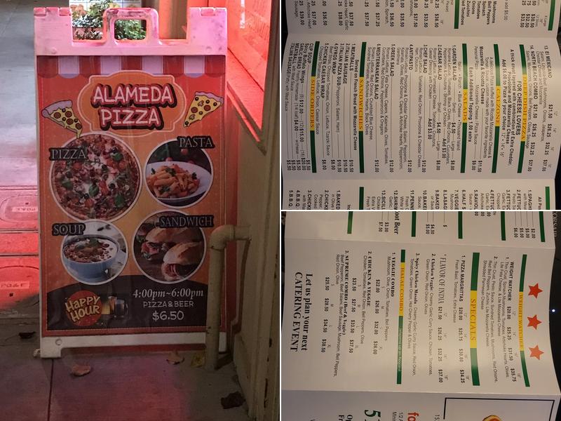 Alameda Pizza Menu