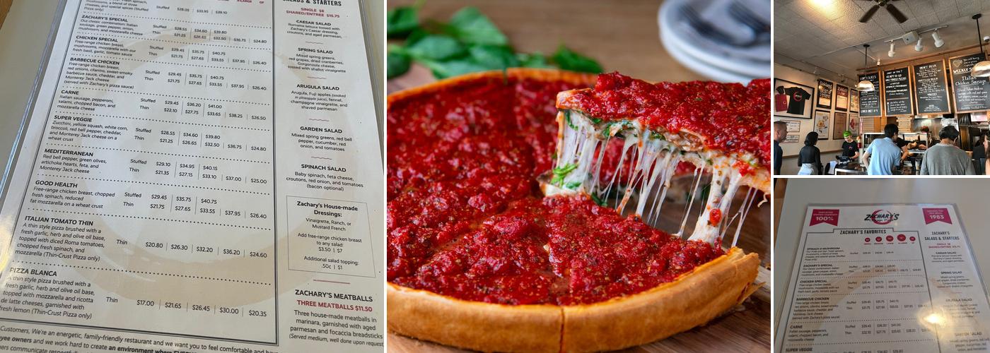 Zachary's Chicago Pizza Menu