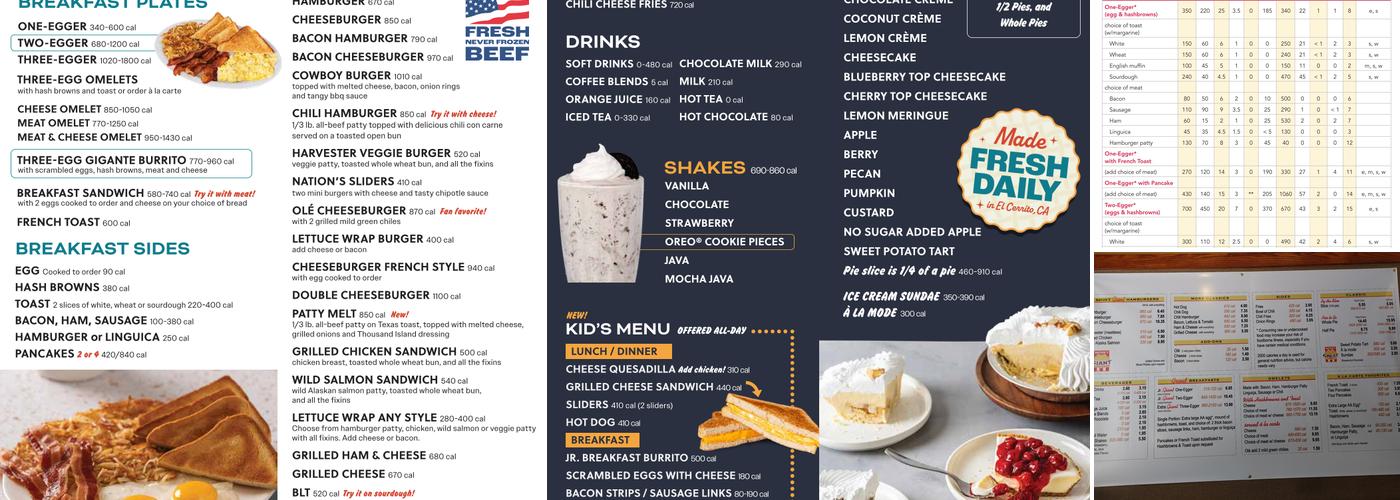 Nation's Giant Hamburgers & Great Pies Menu