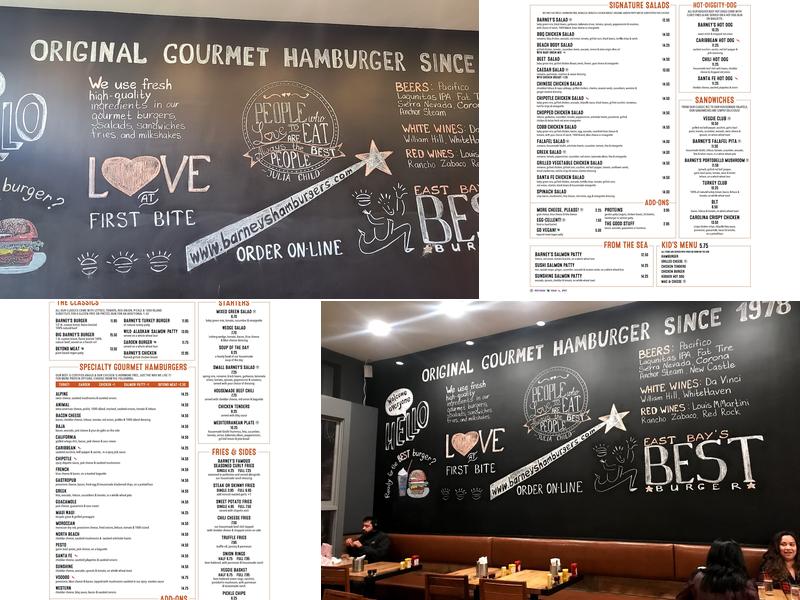 Barney's Gourmet Hamburgers Menu