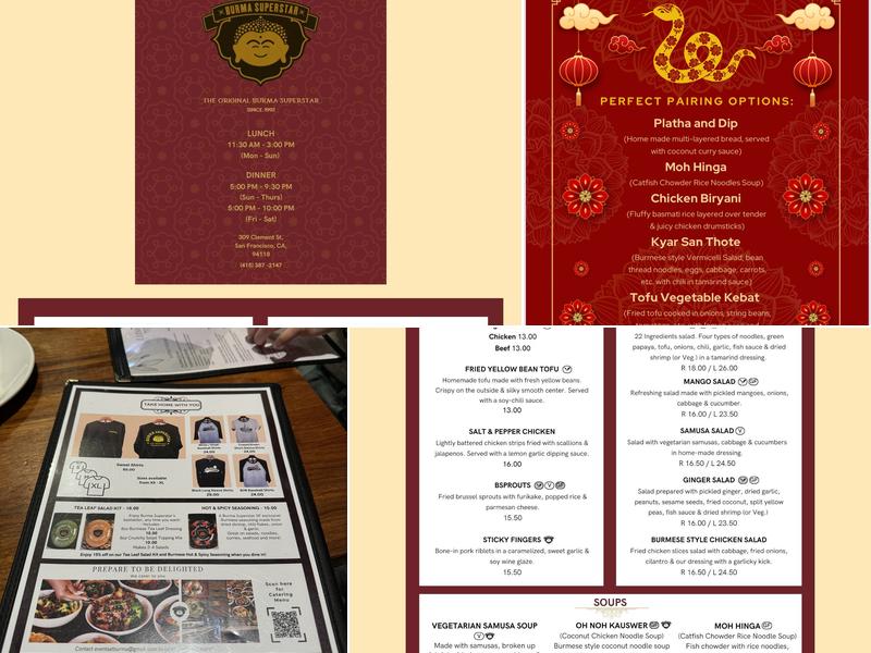 Burma Superstar Menu