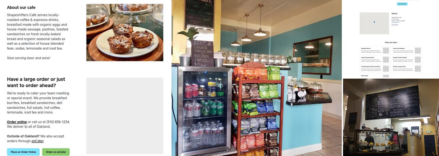 Shapeshifters Café Menu