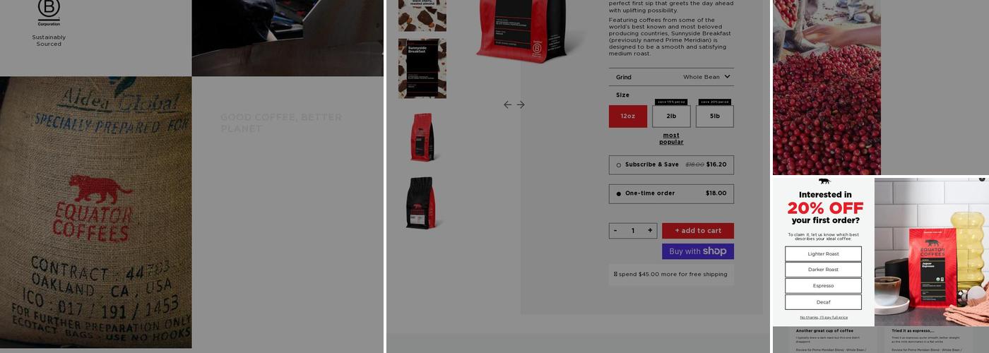 Equator Coffees Menu