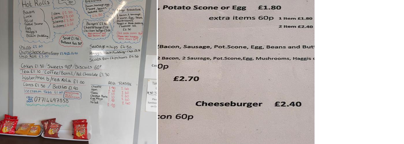 The Bunker Snack Bar Menu