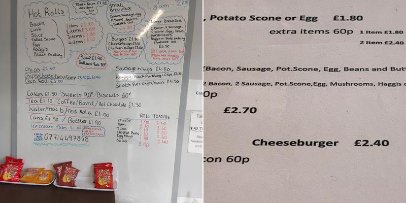 The Bunker Snack Bar Menu