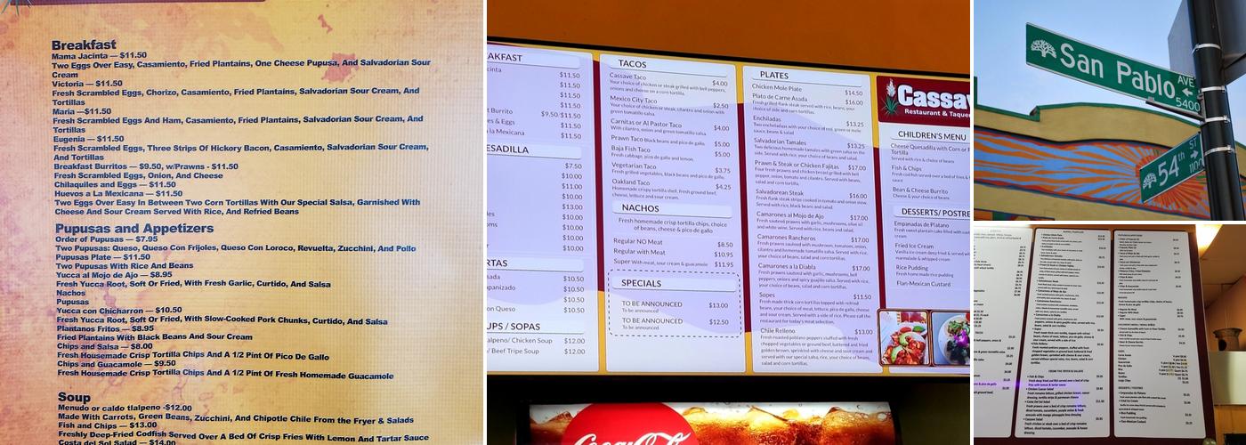 Cassave Menu