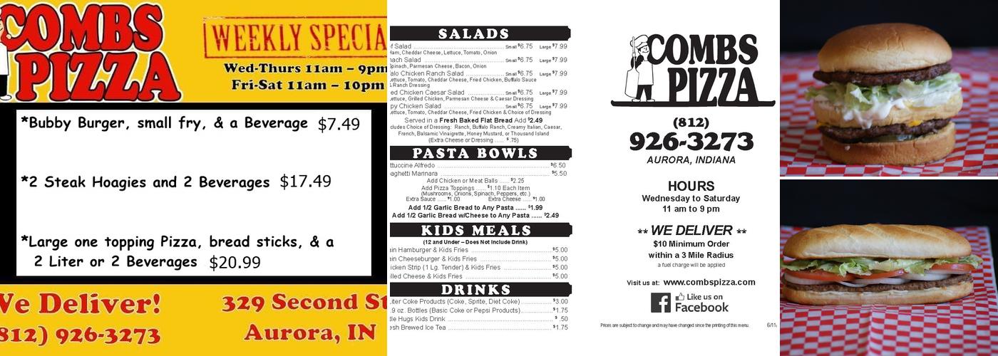 Combs Pizza Menu