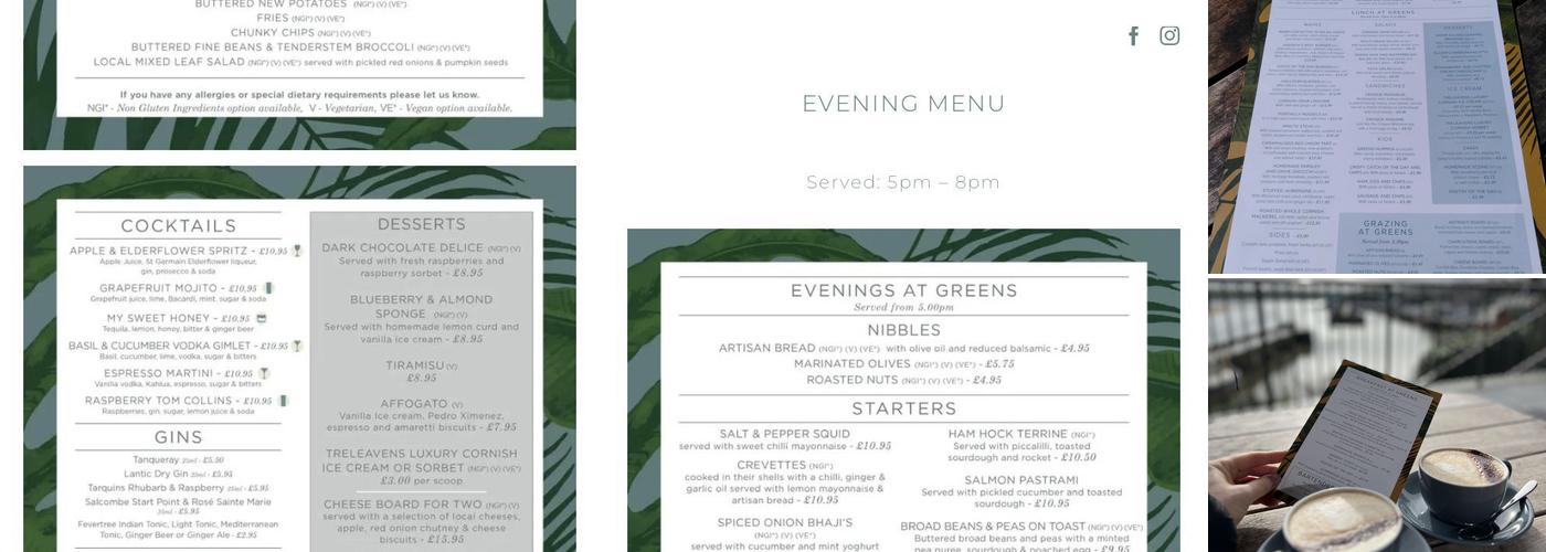Greens Of Padstow Menu