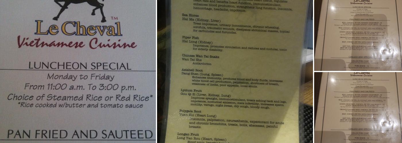 Le Cheval Menu