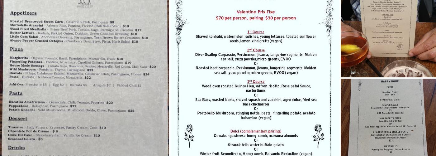 Parlour Menu