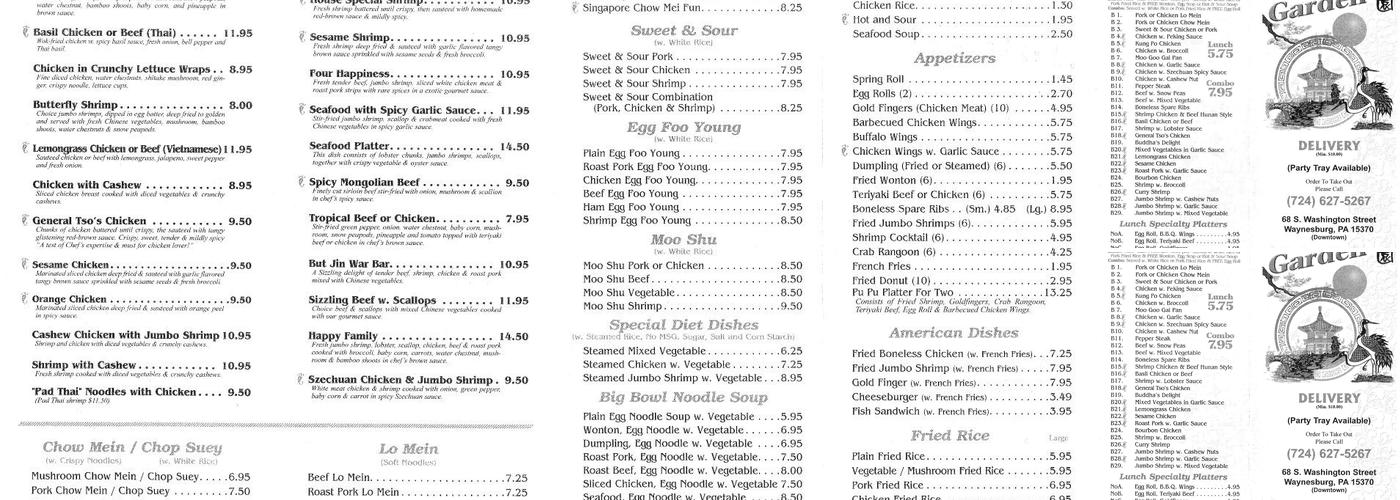 New Lam's Garden Menu