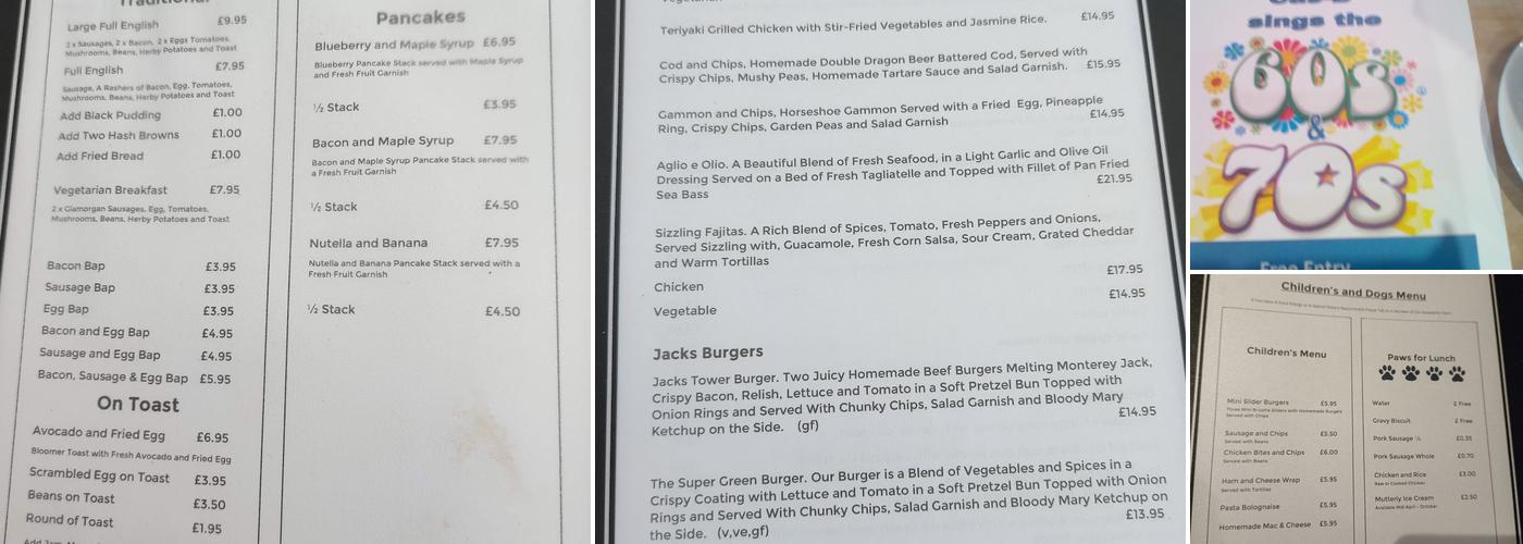 Jacks at The Longhouse Menu