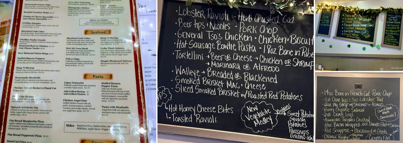 O'Gillies Pub & Restaurant Menu