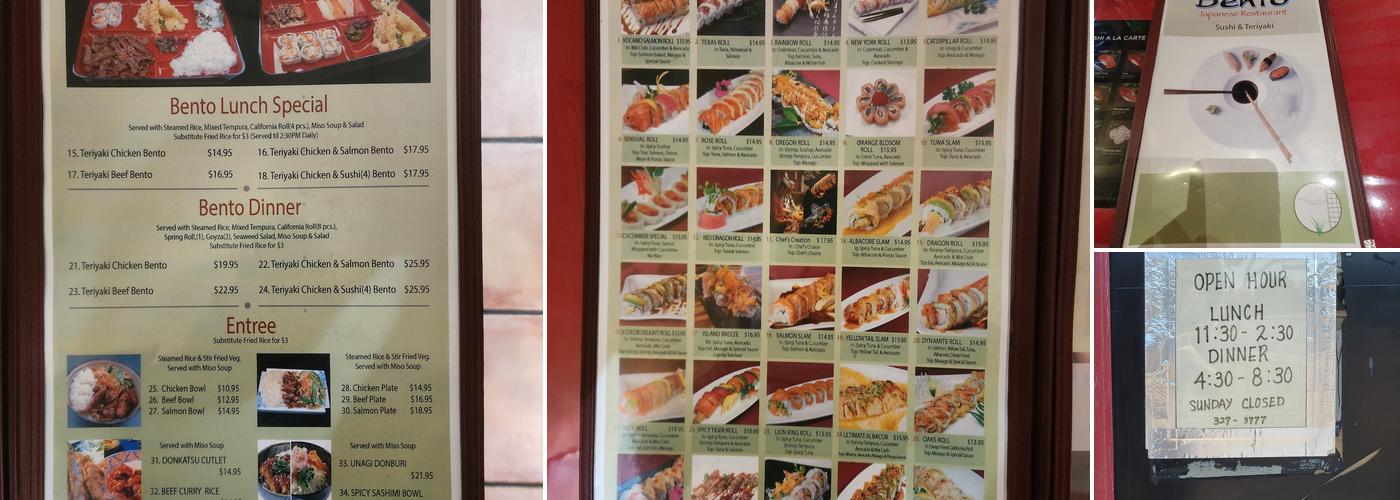 Bento Express Menu