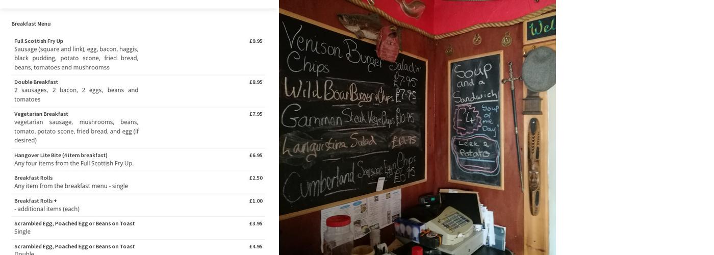 Mariners Coffee Shop Menu