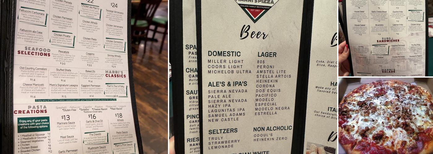 Marri's Pizza & Pasta Menu