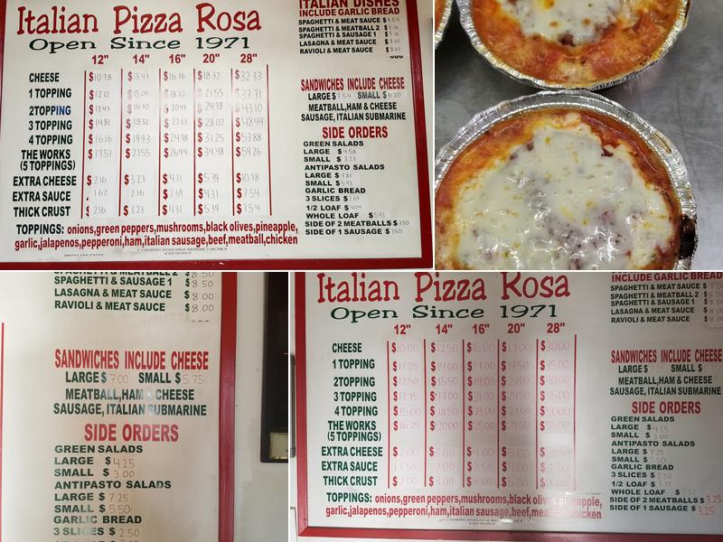Italian Pizza Rosa Menu