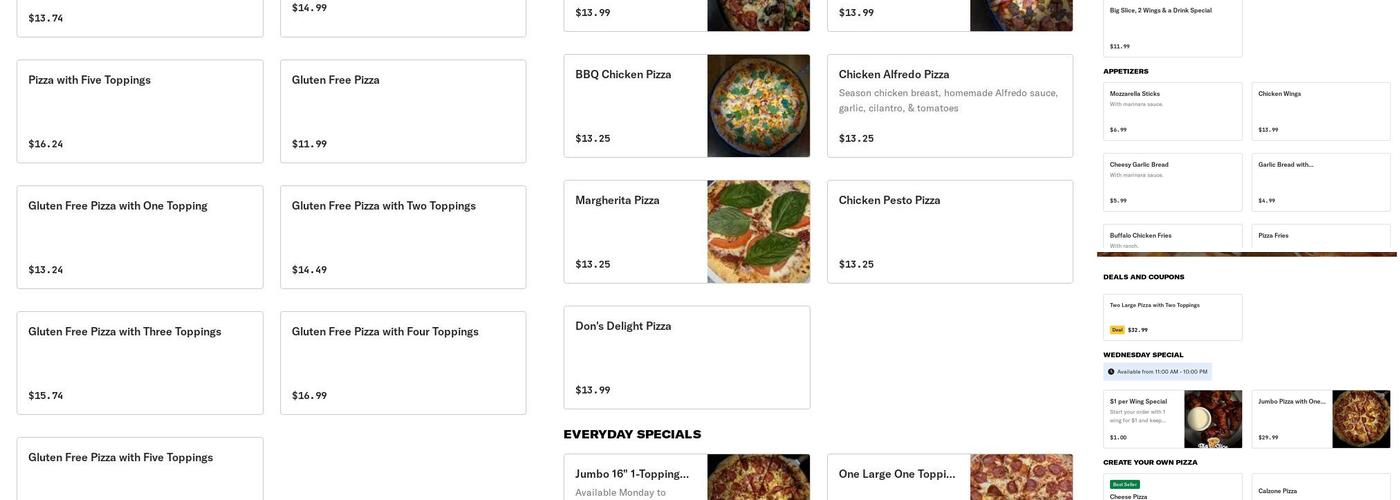 Big Slice Pizza Menu