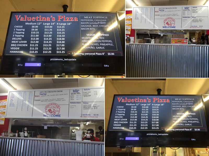 Valuetinas Pizza Menu