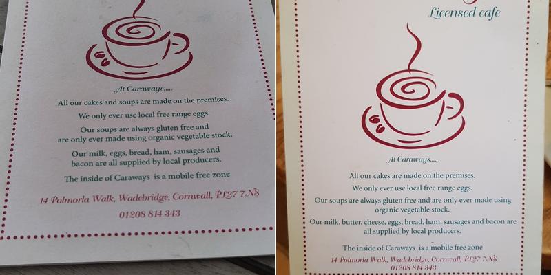 Carraways Cafe Menu
