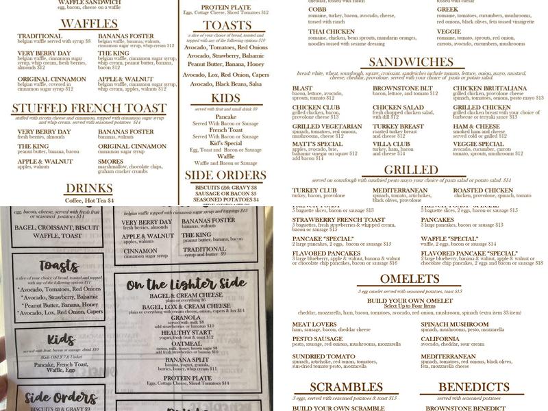 The Brownstone Cafe Menu