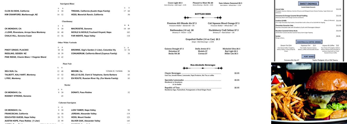 Prime Cut Café Menu