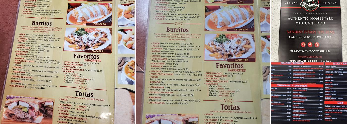 Lindo Michoacan Menu
