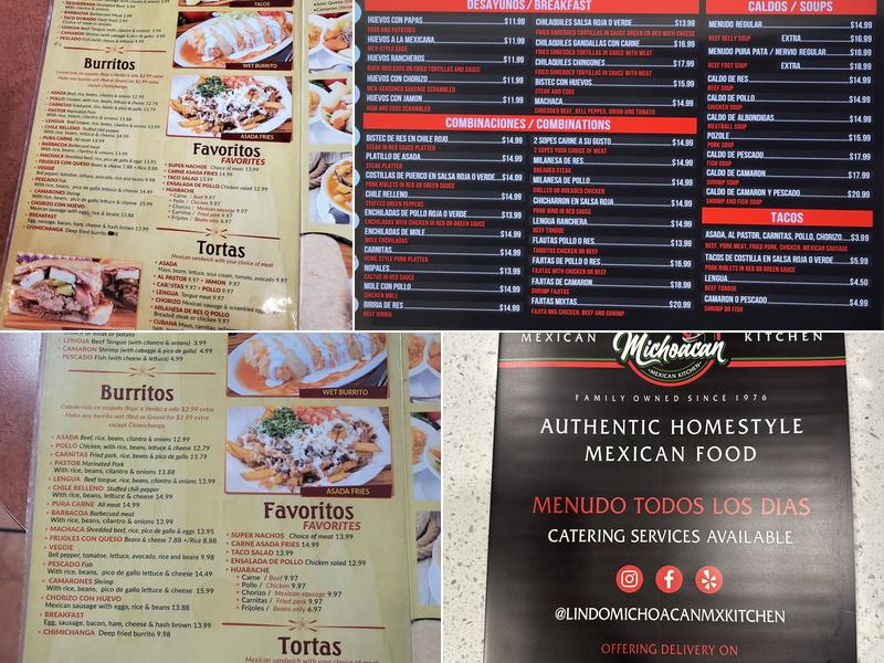 Lindo Michoacan Menu