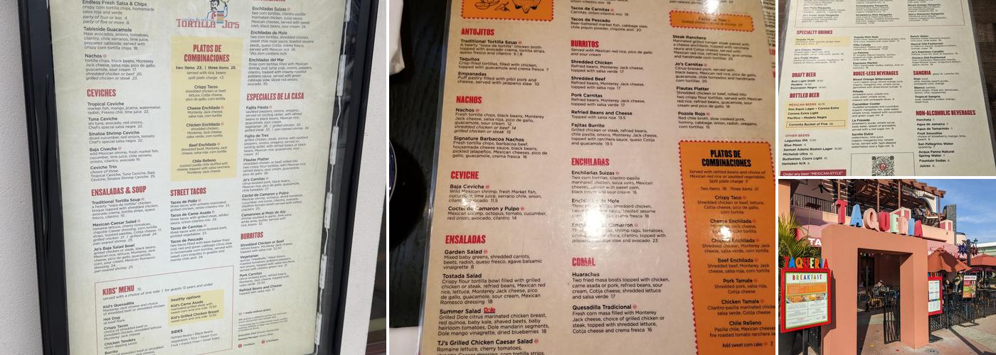 Tortilla Jo's Menu
