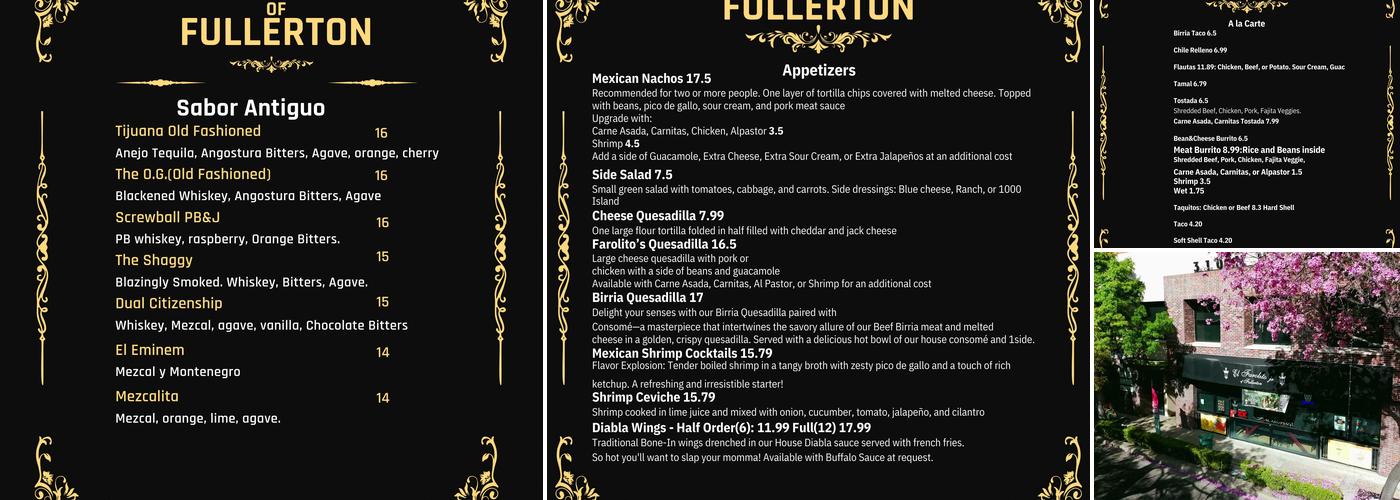 Farolito of Fullerton Menu