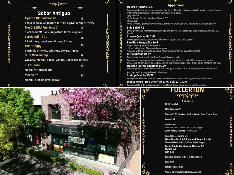 Farolito of Fullerton Menu