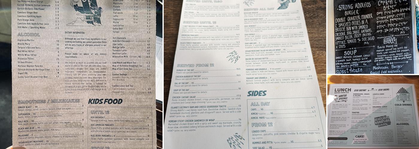 Strong Adolfos Cafe Menu
