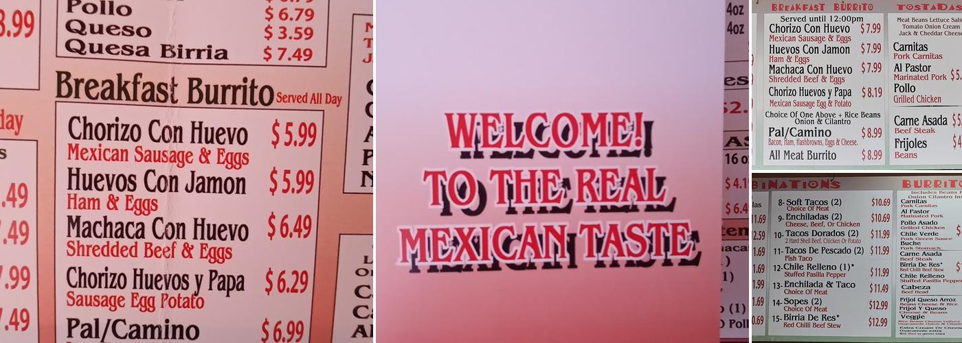 El Camino Real Menu