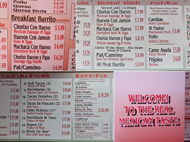 El Camino Real Menu