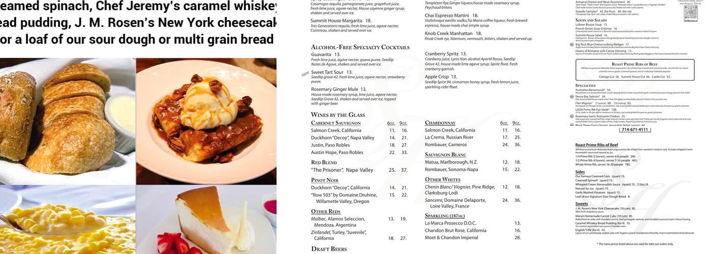 Summit House Restaurant Menu