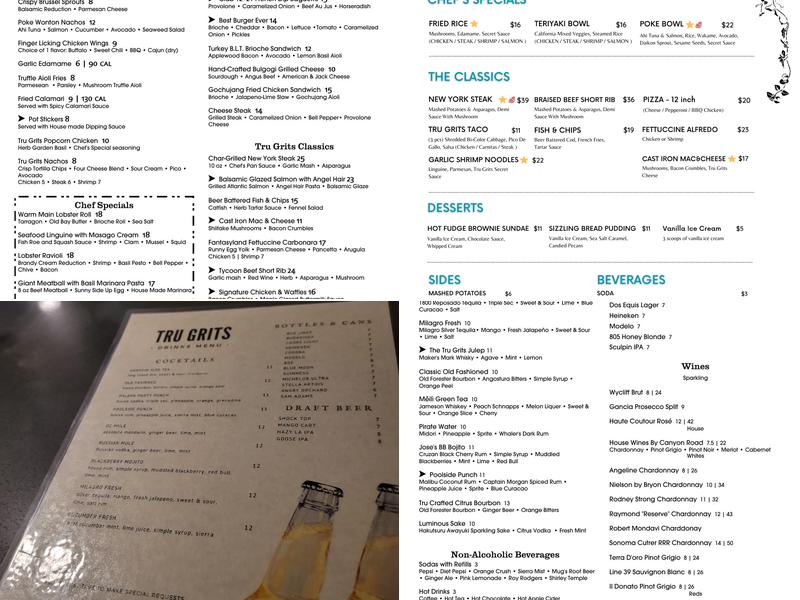 Tru Grits American Fusion Restaurant Menu